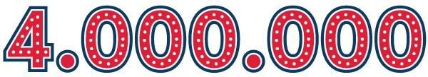 The number 4 million in a carnival-type font